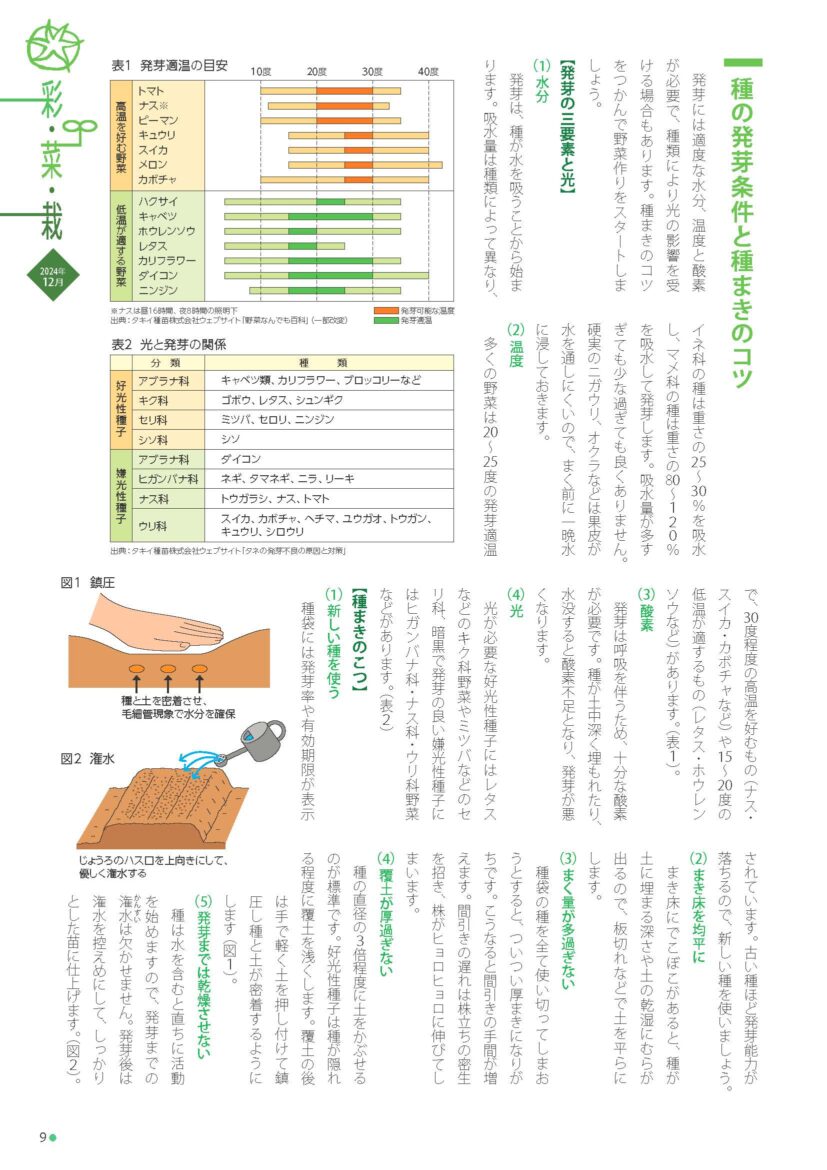 種の発芽条件と種まきのコツ | JAひがしみの