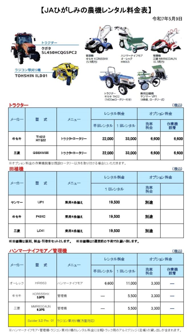 農業機械の ご購入・修理・レンタル | 農業・特産品 | JA